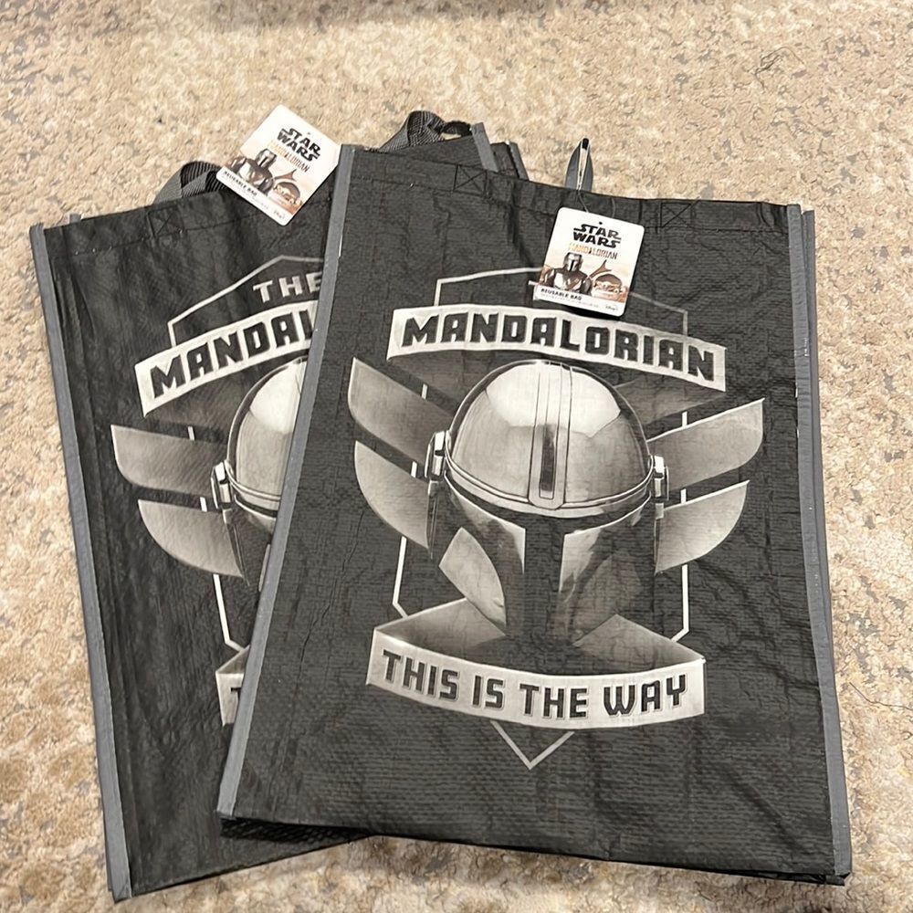 Star Wars The Mandalorian Mando Helmet Emblem Graphic reusable grocery candy bag